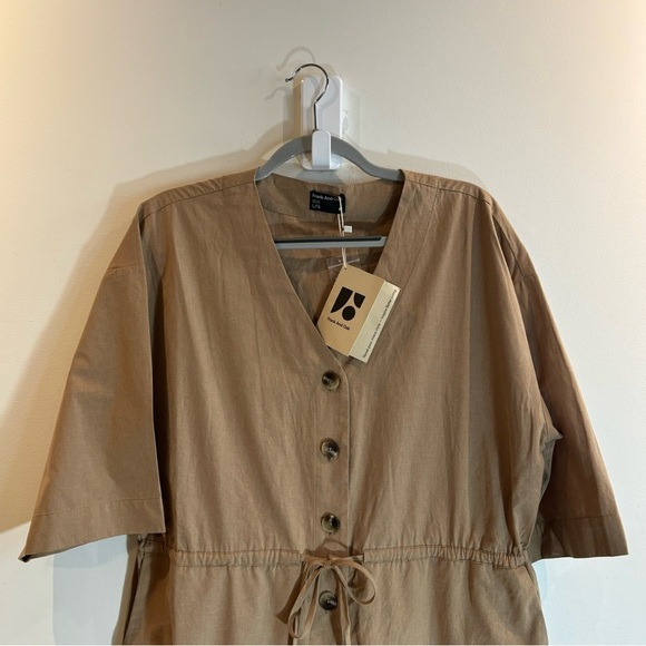 FRANK & OAK Sz L Jumpsuit The Kapok Button Closure Drawstring Pockets NEW - Picture 3 of 13